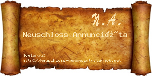 Neuschloss Annunciáta névjegykártya